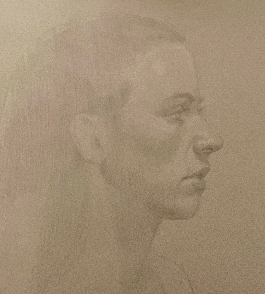 Portrait of Tara, oil and wax pencil on paper, (29.7 x 42 cm)