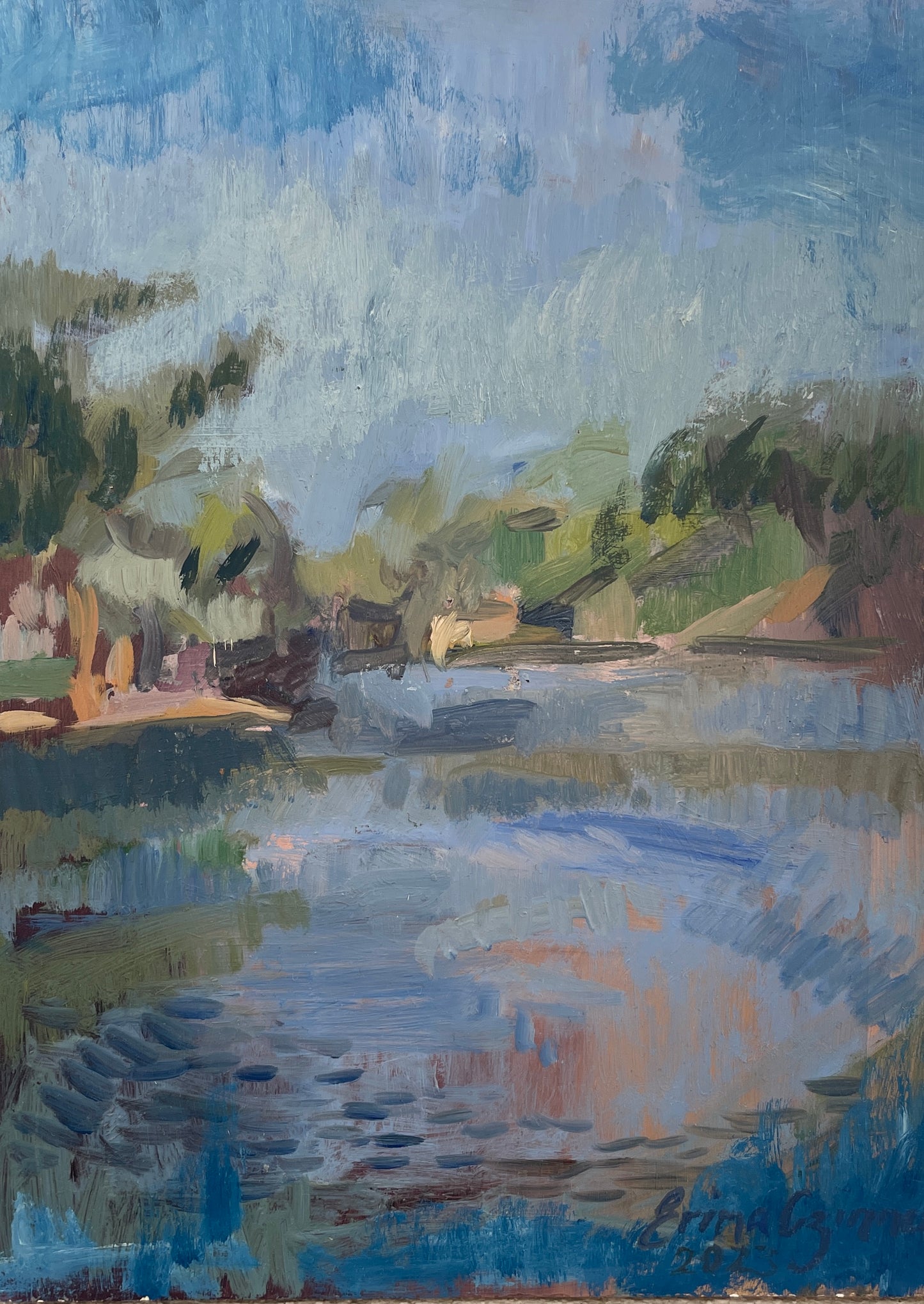 Inlet at Burns Bay reserve, oil on wood panel (18 x 24 cm)