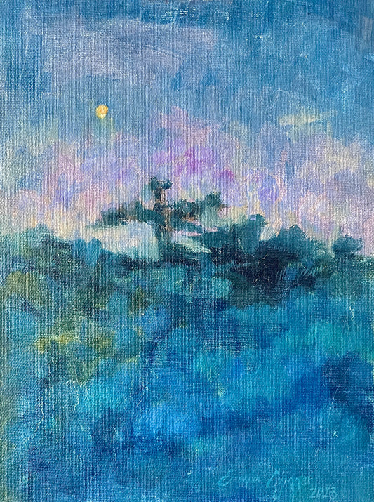 Nightscape, oil on canvas panel (23 x 30.5 cm)