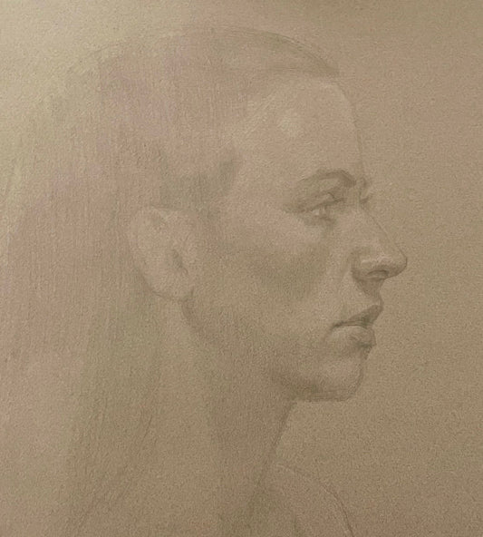 Portrait of Tara, oil and wax pencil on paper, (29.7 x 42 cm)