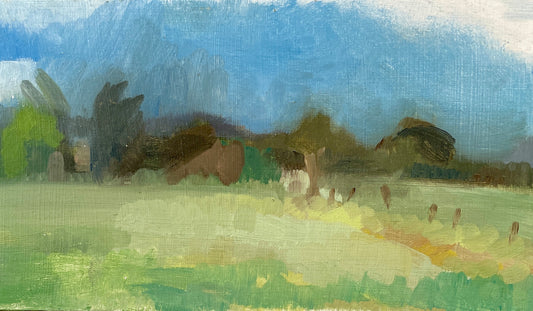 Country scene, oil on panel (23 x 13 cm)